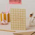 Hip Hip Hooray Green Checkerboard Card