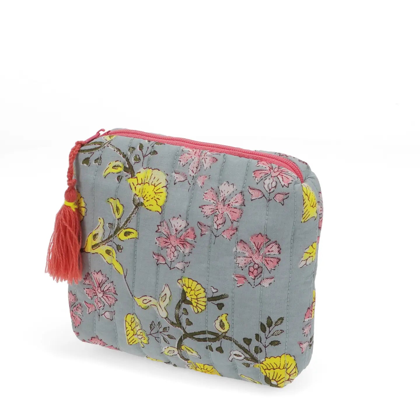 Blue Quilted Cosmetic Pouch