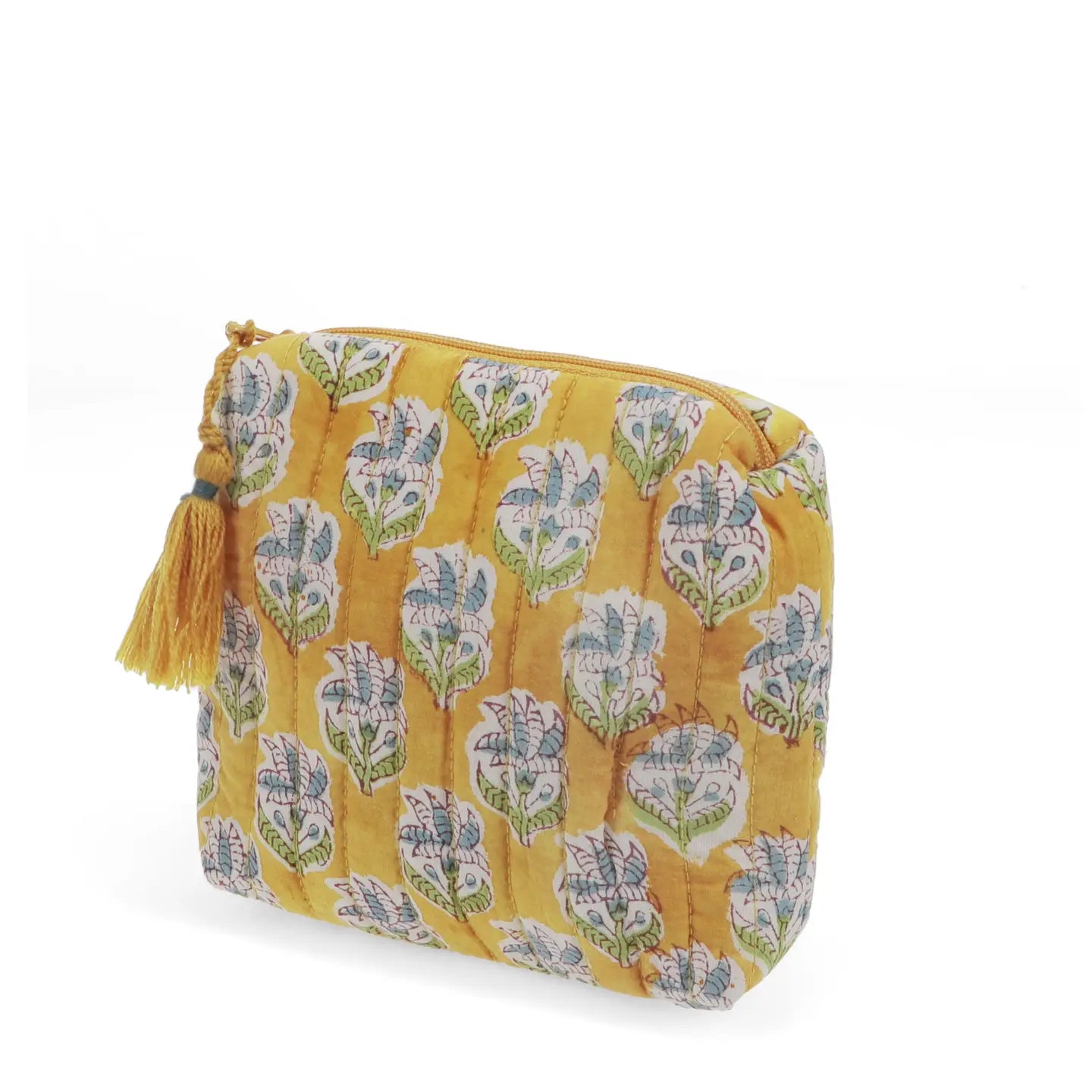Yellow Quilted Cosmetic Pouch