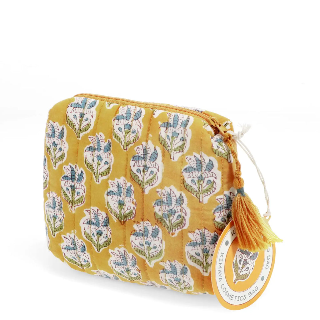 Yellow Quilted Cosmetic Pouch