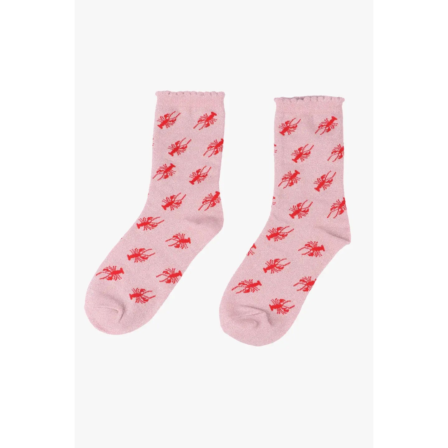 Pink Glitter Lobster Womens Socks