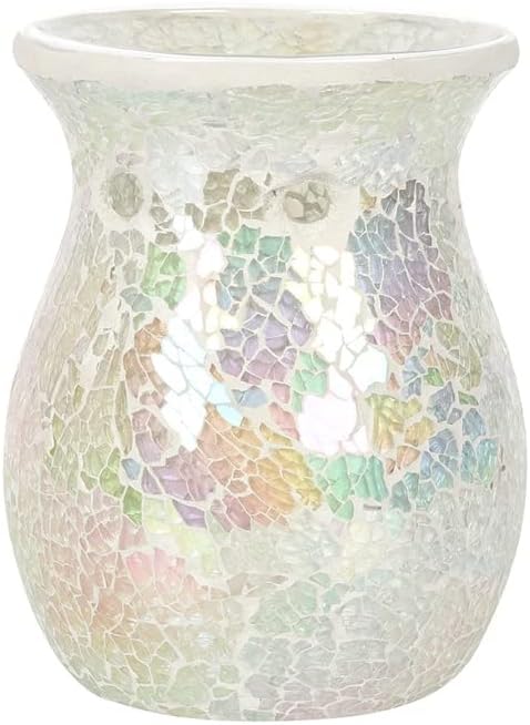 White Iridescent Crackle Oil Burner & Wax Melt Warmer