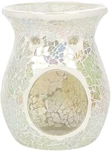 White Iridescent Crackle Oil Burner & Wax Melt Warmer