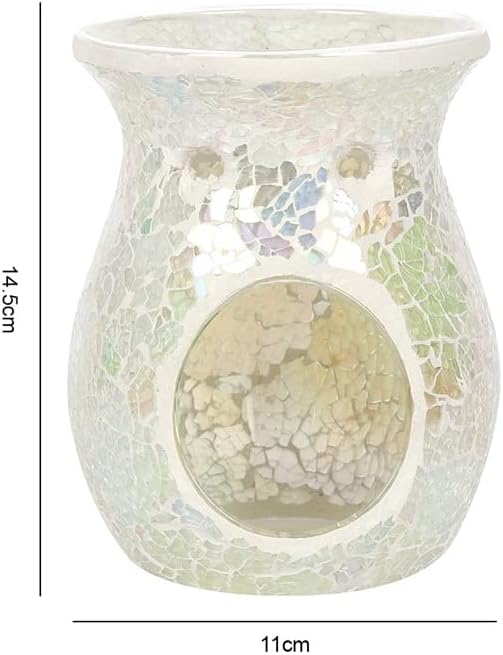 White Iridescent Crackle Oil Burner & Wax Melt Warmer
